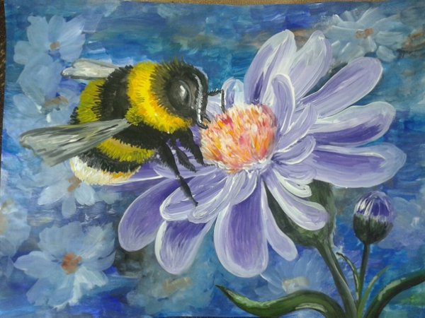 Пчела рисунок гуашью