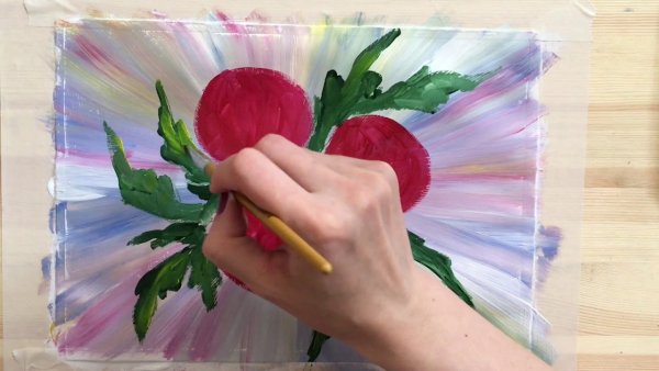 Пионы в правополушарном рисовании