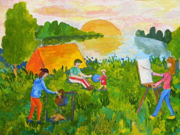 Рисунок на тему семья гуашью