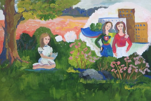 Рисунки людей на природе гуашь