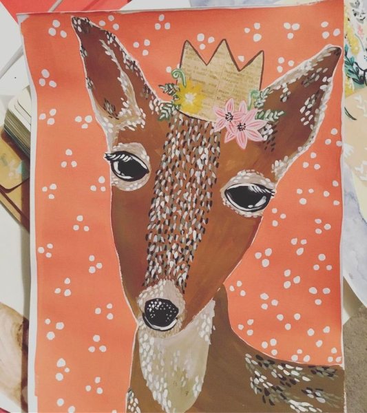 Олень гуашью