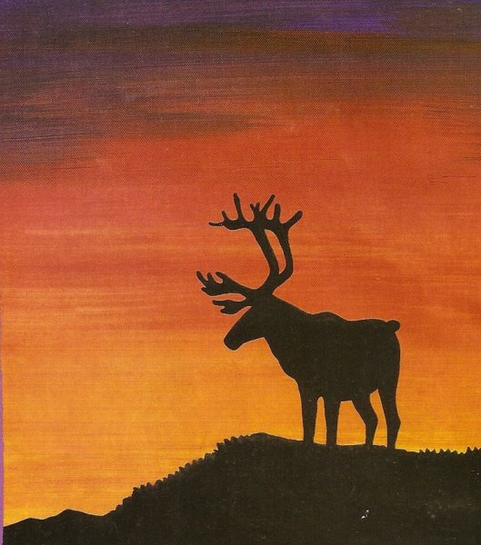 Олень красками
