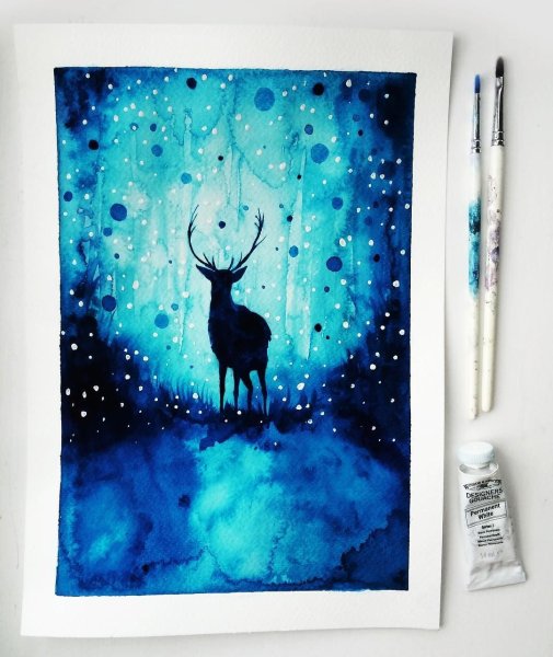 Олень живопись правополушарное