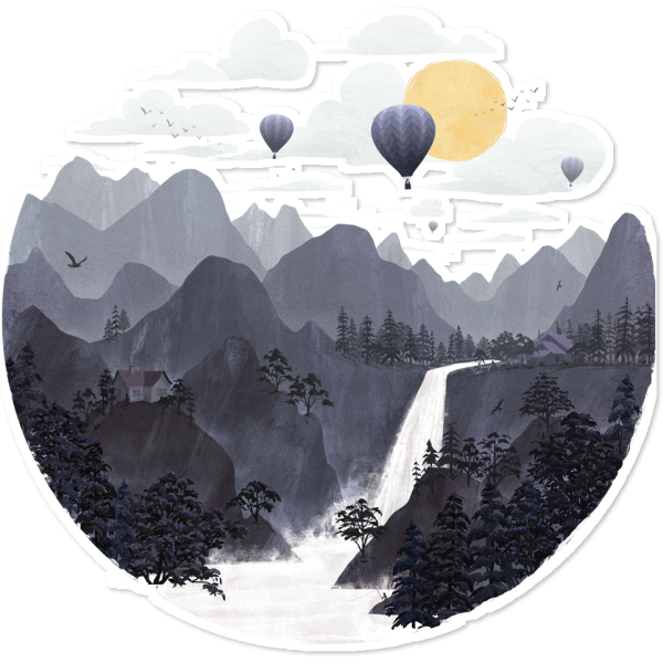 Горы акварелью Минимализм