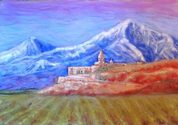 Город Арарат в Армении рисование