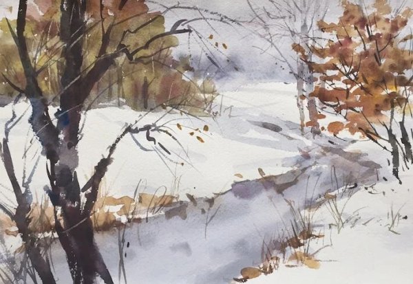 Поздняя осень красками