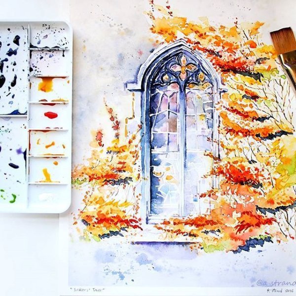 Осенние скетчи акварелью