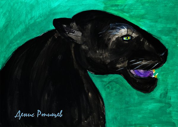 Картина пантеры гуашью