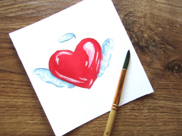 Нарисовать сердце гуашью