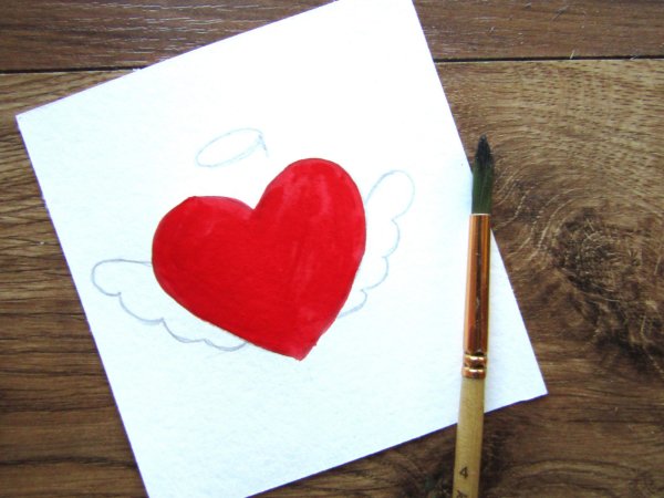 Сердечко гуашью