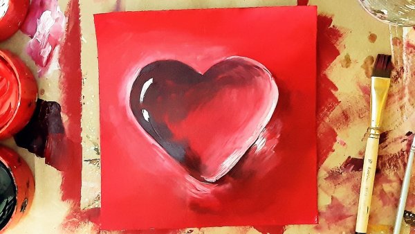 Как нарисовать объемное сердце красками