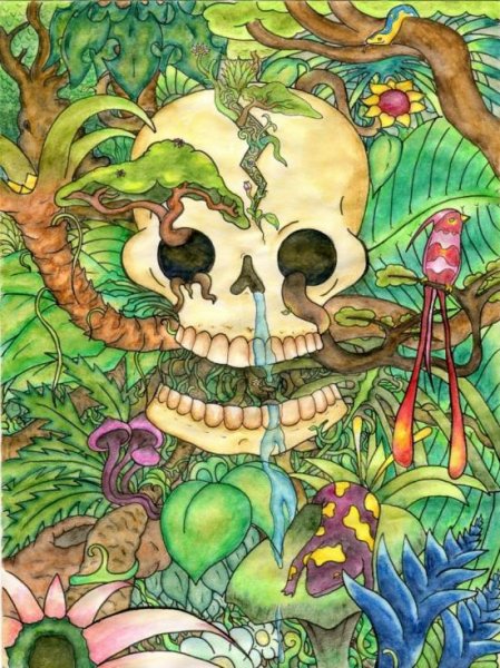 Тату цветное джунгли рисунок