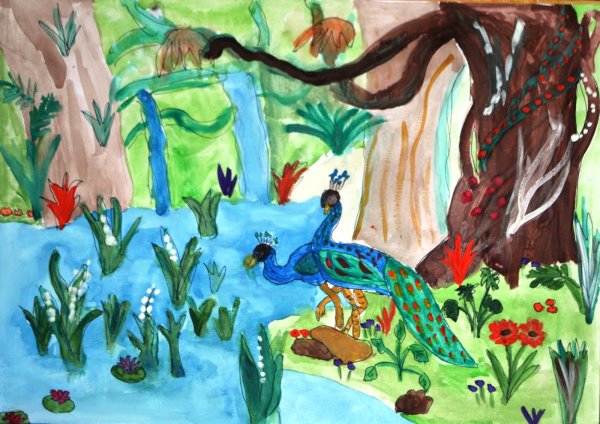 Детский рисунок джунгли 3 класс гуашью