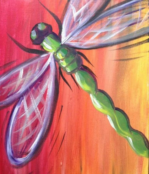 Рисование Стрекозы красками для детей