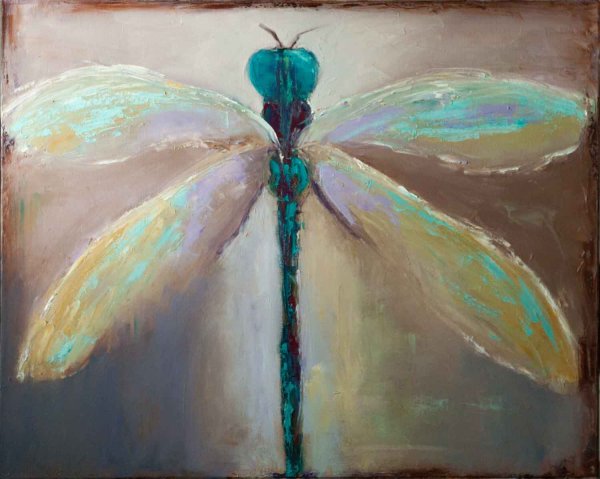 Стрекоза рисунок красками