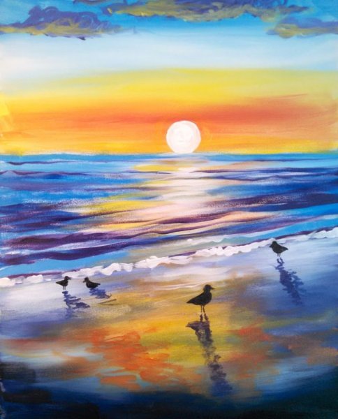 Восход гуашью