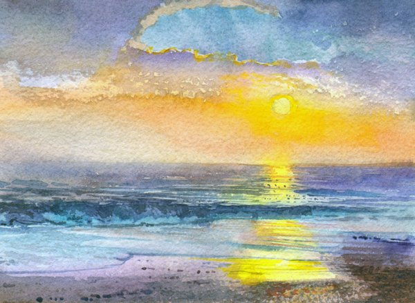 Морской пейзаж гуашью