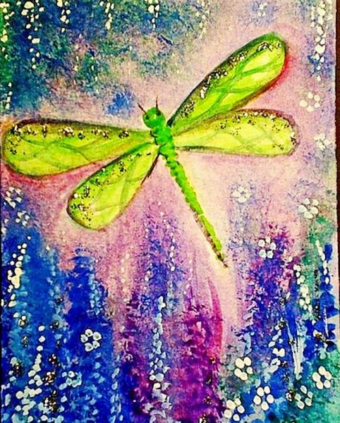 Рисование бабочки восковые мелки + акварель