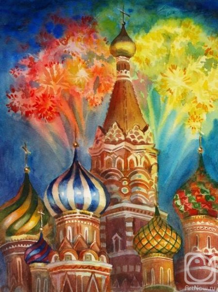 Салют Победы акварель