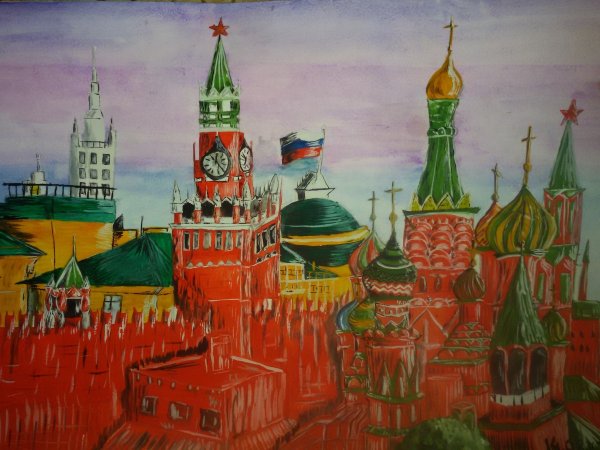 Кремль гуашью