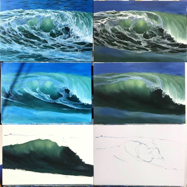 Поэтапное рисование моря