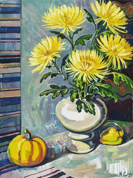 Художник Маргарита Сюрина хризантемы