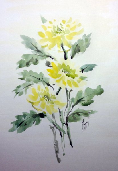 Всеволод Романков. Хризантемы . Акварель 60х4