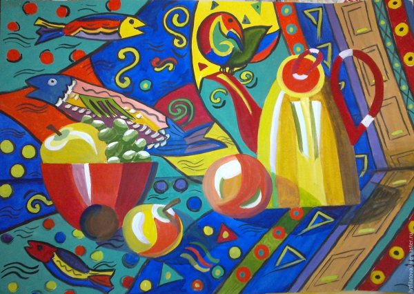 Декоративный натюрморт, училище Рериха