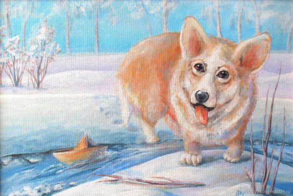 Корги на картинах художников