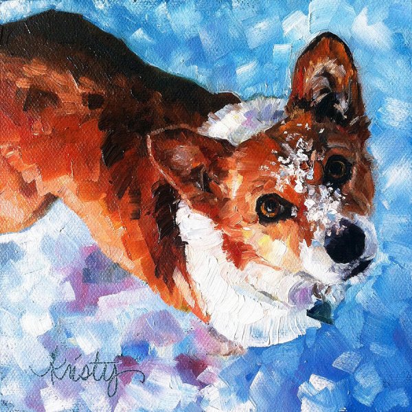 Корги Королева живопись