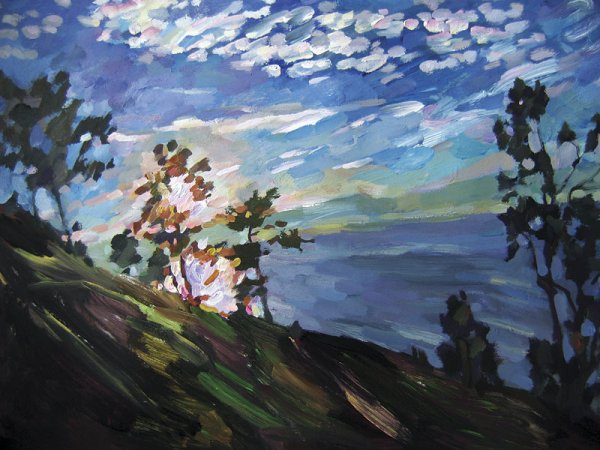 Пейзаж гуашью