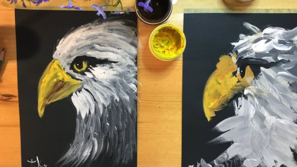 Живопись гуашью орёл