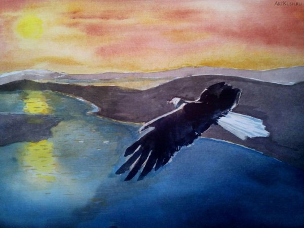 Летающего орла с красками
