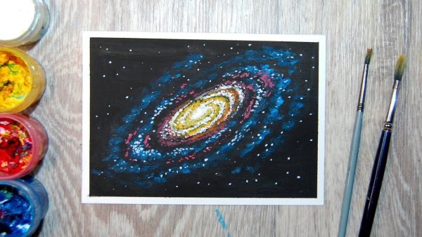 Галактика гуашью для детей