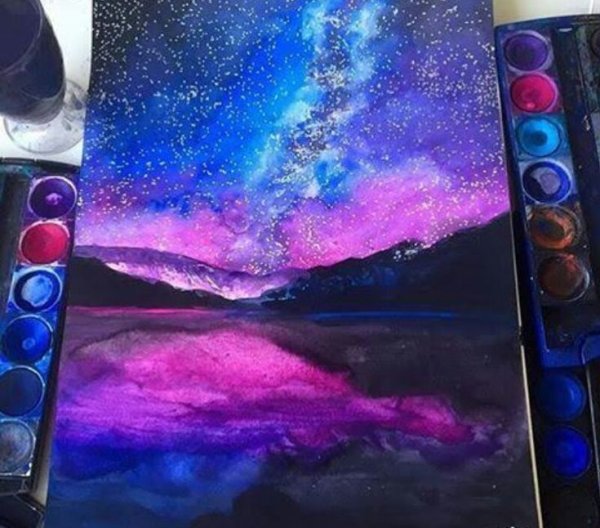 Космос акриловыми красками