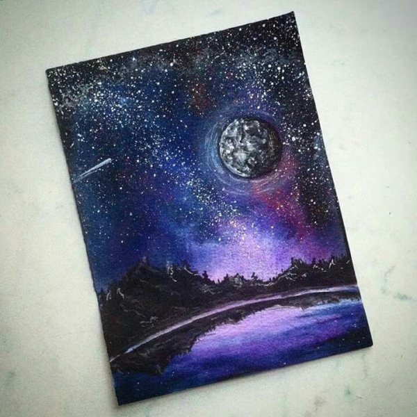 Рисование акриловыми красками космос