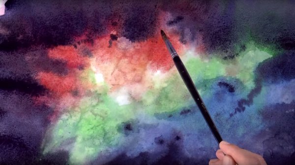 Космос акварельными карандашами