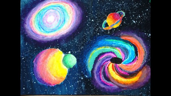 Космический пейзаж пастелью