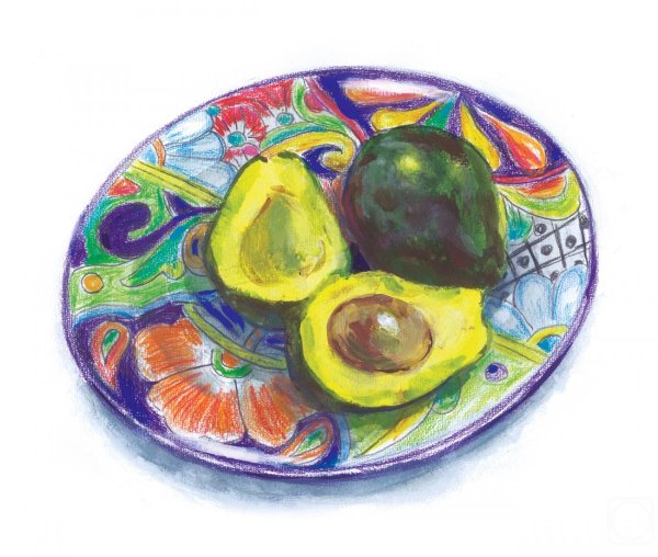 Рисование фрукты на тарелочке