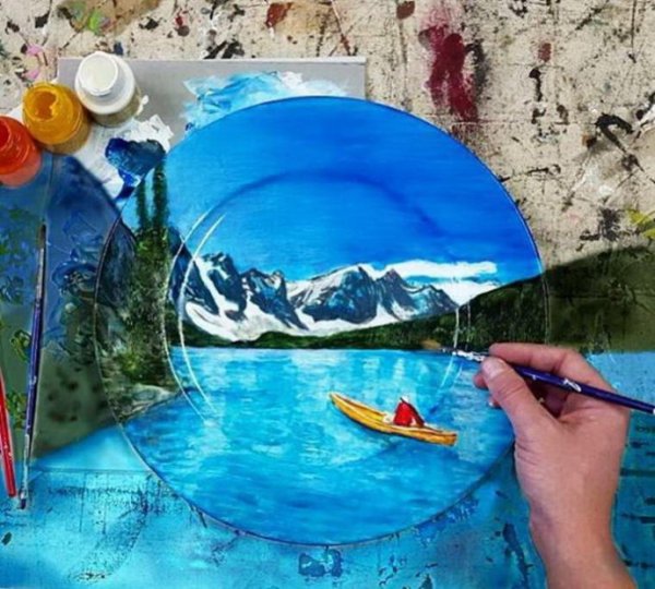 Рисование на тарелках акриловыми красками
