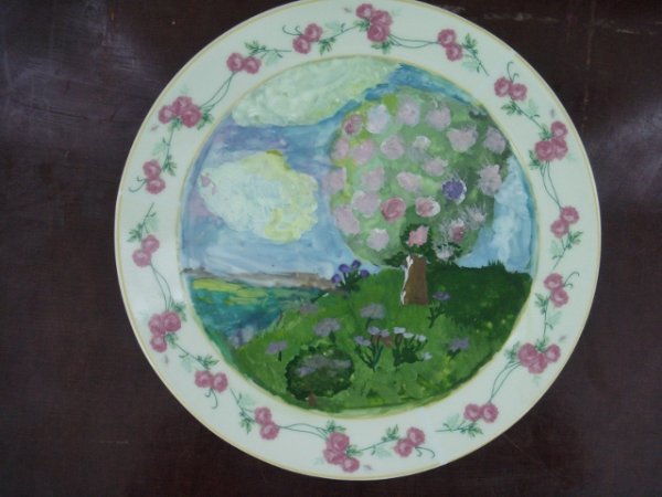 Тарелка гуашью