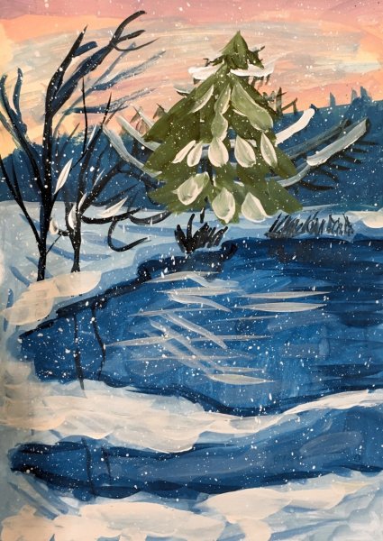 Зима гуашью