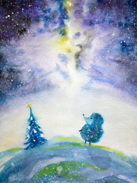 Снегопад акварель