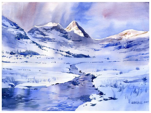 Grzegorz Wrobel акварель в горах