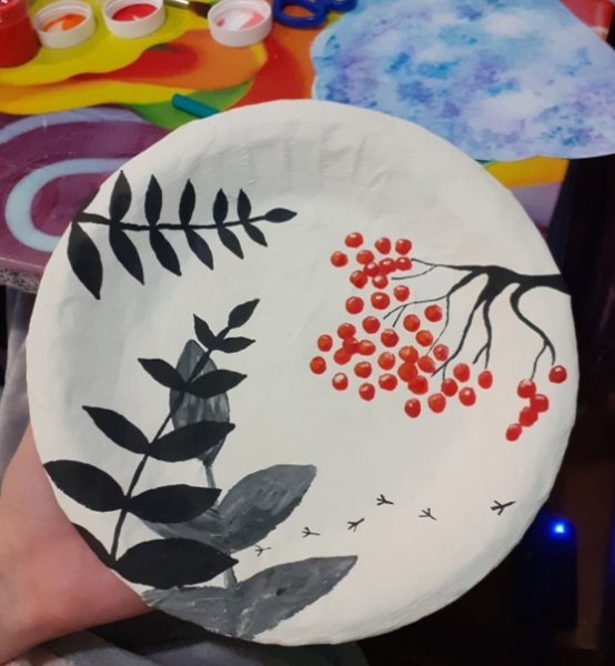 Роспись тарелки из папье маше