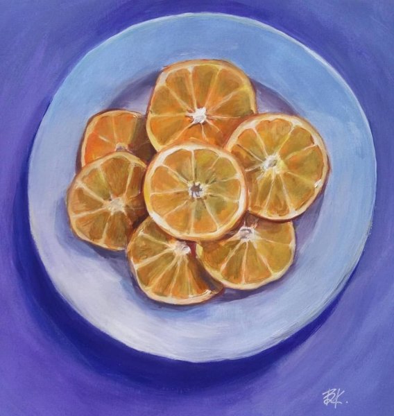 Рисование фрукты на тарелочке