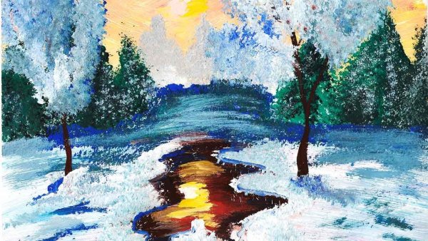 Правополушарное рисование снег