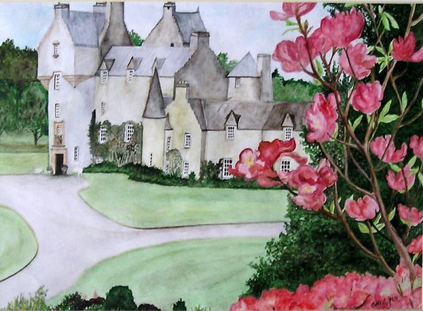 Замок акварелью для детей