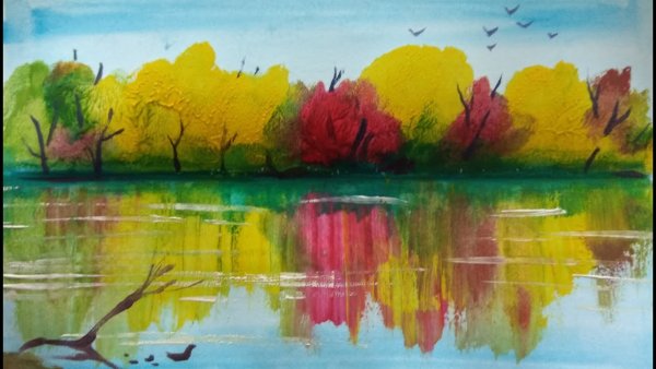 Рисование отражение в воде