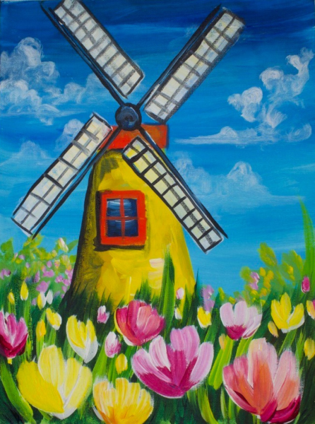 Рисование ветряной мельницы